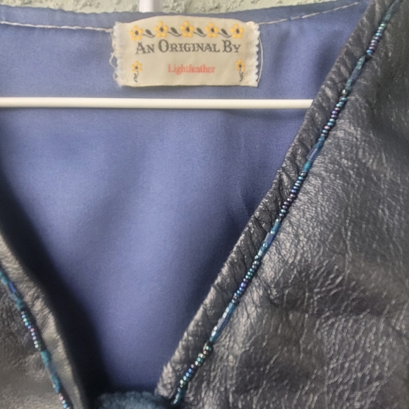 Vintage Black and Navy Leather Jacket and Skirt Set - Picture 4 of 13